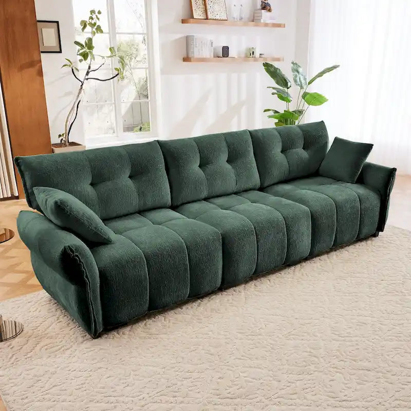 Modern 3-Seater Tufted Sofa Couch with Pillows