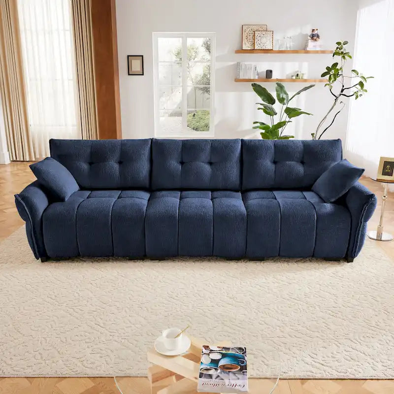 Modern 3-Seater Tufted Sofa Couch with Pillows