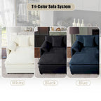 3-Piece Chenille Cloud Sofa & Armchair Set with Deep Seats & 3 Pillows
