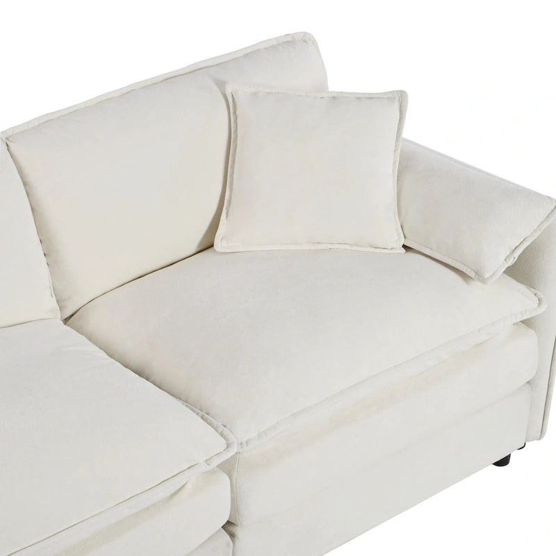 3-Piece Chenille Cloud Sofa & Armchair Set with Deep Seats & 3 Pillows