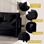 3-Piece Chenille Cloud Sofa & Armchair Set with Deep Seats & 3 Pillows