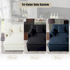 3-Piece Chenille Cloud Sofa & Armchair Set with Deep Seats & 3 Pillows