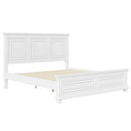 White King Size Traditional Style Pinewood Platform Bed with Wooden Slats Support for Bedroom