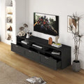 Black 70.87  TV Stand with 3 Open Storage Spaces and 3 Drawers for Living Room