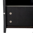 Black 70.87  TV Stand with 3 Open Storage Spaces and 3 Drawers for Living Room