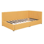 Yellow Linen Twin Upholstered Daybed with Storage Drawers - No Box Spring Required