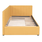 Yellow Linen Twin Upholstered Daybed with Storage Drawers - No Box Spring Required