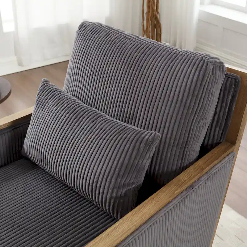 Modern 26.77  Upholstered 360 Swivel Barrel Chair with Sturdy Hardwood Frame for Living Room