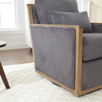 Modern 26.77  Upholstered 360 Swivel Barrel Chair with Sturdy Hardwood Frame for Living Room