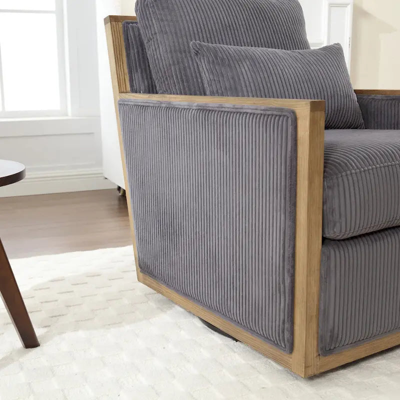 Modern 26.77  Upholstered 360 Swivel Barrel Chair with Sturdy Hardwood Frame for Living Room