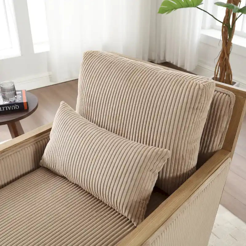 Modern 26.77  Upholstered 360 Swivel Barrel Chair with Sturdy Hardwood Frame for Living Room