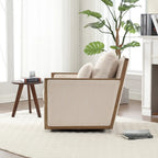 Modern 26.77  Upholstered 360 Swivel Barrel Chair with Sturdy Hardwood Frame for Living Room