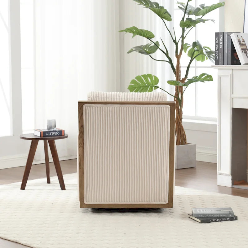 Modern 26.77  Upholstered 360 Swivel Barrel Chair with Sturdy Hardwood Frame for Living Room