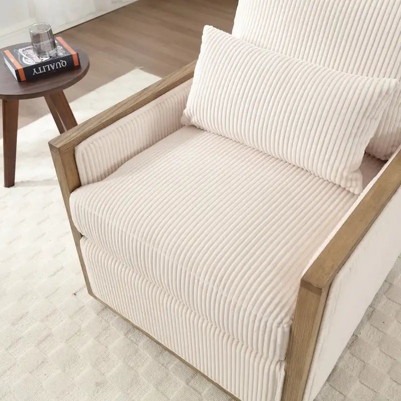 Modern 26.77  Upholstered 360 Swivel Barrel Chair with Sturdy Hardwood Frame for Living Room