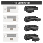 100.4  L-Shaped Polyester Sectional Sofa with 4-Seat Convertible Couch and Ottoman & Pocket Spring Cushions (300lb Capacity)