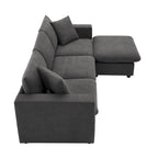 100.4  L-Shaped Polyester Sectional Sofa with 4-Seat Convertible Couch and Ottoman & Pocket Spring Cushions (300lb Capacity)
