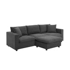 100.4  L-Shaped Polyester Sectional Sofa with 4-Seat Convertible Couch and Ottoman & Pocket Spring Cushions (300lb Capacity)