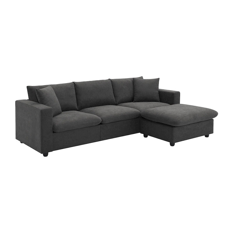 100.4  L-Shaped Polyester Sectional Sofa with 4-Seat Convertible Couch and Ottoman & Pocket Spring Cushions (300lb Capacity)