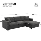 100.4  L-Shaped Polyester Sectional Sofa with 4-Seat Convertible Couch and Ottoman & Pocket Spring Cushions (300lb Capacity)