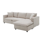 100.4  L-Shaped Polyester Sectional Sofa with 4-Seat Convertible Couch and Ottoman & Pocket Spring Cushions (300lb Capacity)