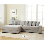 111  Corduroy L-Shaped Sectional Sofa with Left Chaise & 8 Pillows