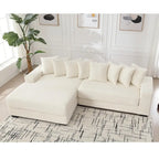 111  Corduroy L-Shaped Sectional Sofa with Left Chaise & 8 Pillows