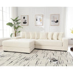 111  Corduroy L-Shaped Sectional Sofa with Left Chaise & 8 Pillows