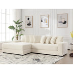 111  Corduroy L-Shaped Sectional Sofa with Left Chaise & 8 Pillows