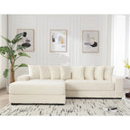 111  Corduroy L-Shaped Sectional Sofa with Left Chaise & 8 Pillows