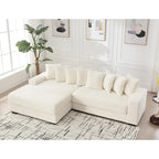 111  Corduroy L-Shaped Sectional Sofa with Left Chaise & 8 Pillows