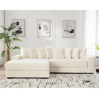 111  Corduroy L-Shaped Sectional Sofa with Left Chaise & 8 Pillows
