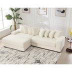 111  Corduroy L-Shaped Sectional Sofa with Left Chaise & 8 Pillows