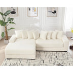 111  Corduroy L-Shaped Sectional Sofa with Left Chaise & 8 Pillows