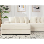 111  Corduroy L-Shaped Sectional Sofa with Left Chaise & 8 Pillows