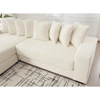 111  Corduroy L-Shaped Sectional Sofa with Left Chaise & 8 Pillows