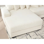 111  Corduroy L-Shaped Sectional Sofa with Left Chaise & 8 Pillows