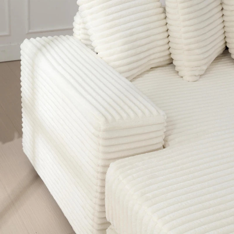 111  Corduroy L-Shaped Sectional Sofa with Left Chaise & 8 Pillows