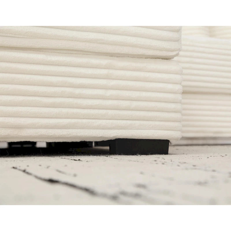 111  Corduroy L-Shaped Sectional Sofa with Left Chaise & 8 Pillows