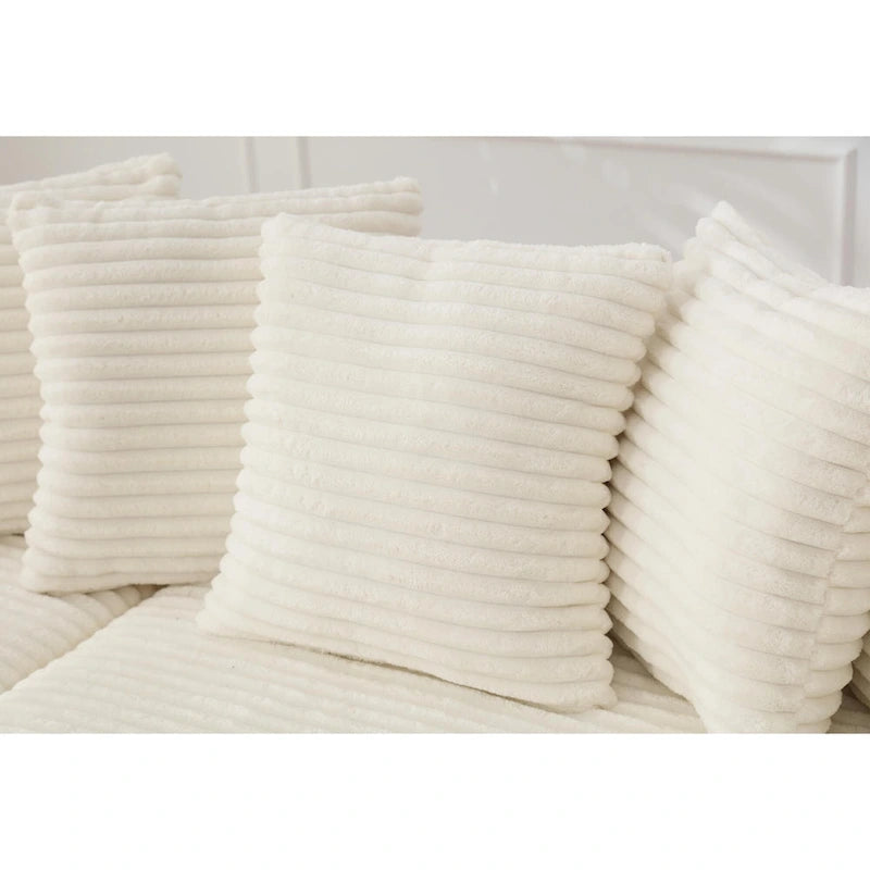 111  Corduroy L-Shaped Sectional Sofa with Left Chaise & 8 Pillows