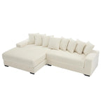 111  Corduroy L-Shaped Sectional Sofa with Left Chaise & 8 Pillows