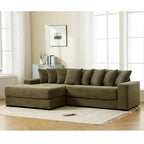 111  Corduroy L-Shaped Sectional Sofa with Left Chaise & 8 Pillows
