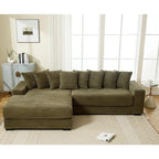 111  Corduroy L-Shaped Sectional Sofa with Left Chaise & 8 Pillows