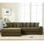 111  Corduroy L-Shaped Sectional Sofa with Left Chaise & 8 Pillows