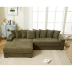 111  Corduroy L-Shaped Sectional Sofa with Left Chaise & 8 Pillows