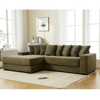 111  Corduroy L-Shaped Sectional Sofa with Left Chaise & 8 Pillows