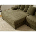 111  Corduroy L-Shaped Sectional Sofa with Left Chaise & 8 Pillows
