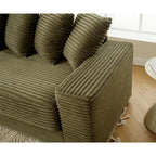 111  Corduroy L-Shaped Sectional Sofa with Left Chaise & 8 Pillows