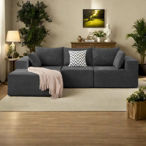 103  Fabric Modular Sectional Sofa with Deep Seats, L-Shaped Cloud Couch and Chaise, No Assembly Required