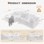 103  Fabric Modular Sectional Sofa with Deep Seats, L-Shaped Cloud Couch and Chaise, No Assembly Required