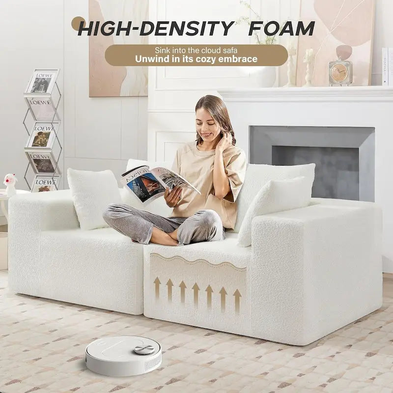 103  Fabric Modular Sectional Sofa with Deep Seats, L-Shaped Cloud Couch and Chaise, No Assembly Required